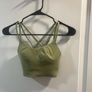 Lululemon No Size Tags PTP 12 Green Strappy Crop Top Very Good Condition